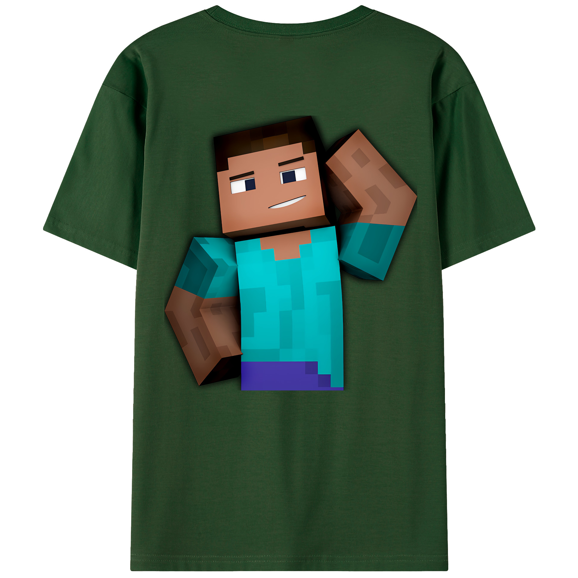 （画像用） マインクラフト ブロックの世界 Minecraft MC Block world 綿100％半袖Tシャツ（背面プリント）